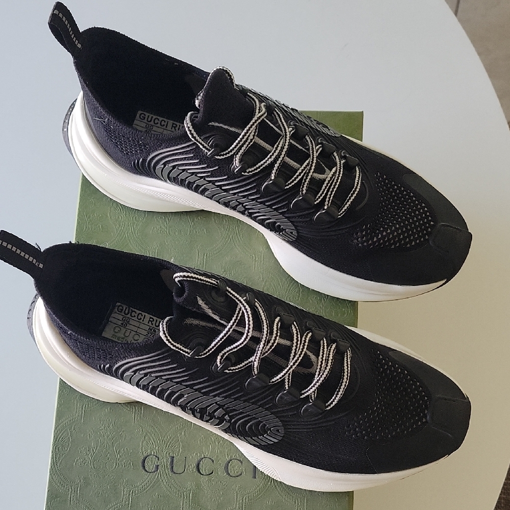 Gucci Black and White Men's Runner Sneakers